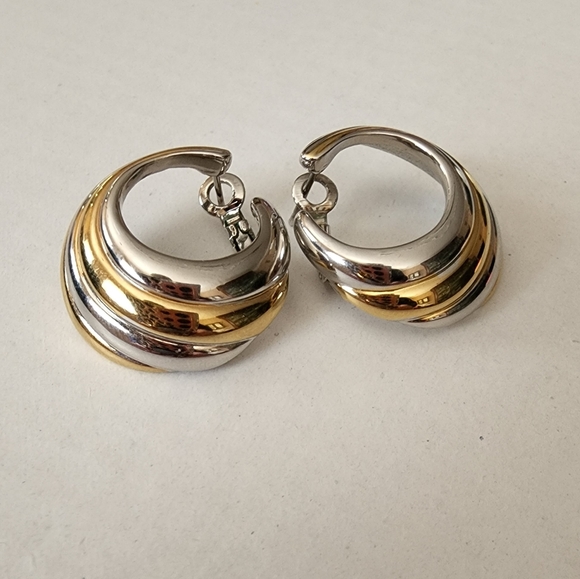 Vintage Two Tone Earrings - Picture 1 of 4